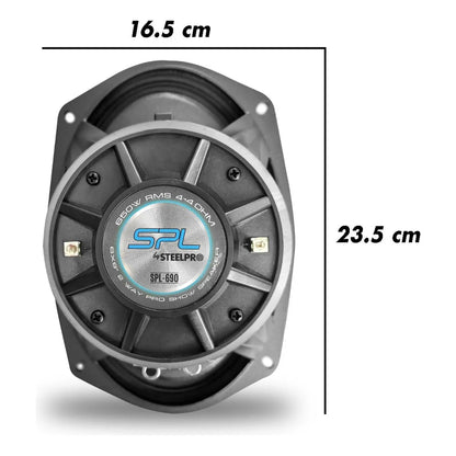 Bocina 6.x9 Cono Azul Plateado 1300w De Potencia By Steelpro Color Negro