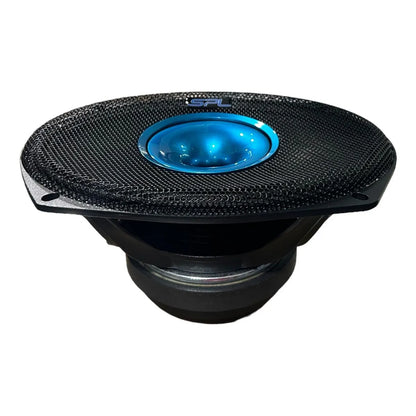 Bocina 6.x9 Cono Azul Plateado 1300w De Potencia By Steelpro Color Negro