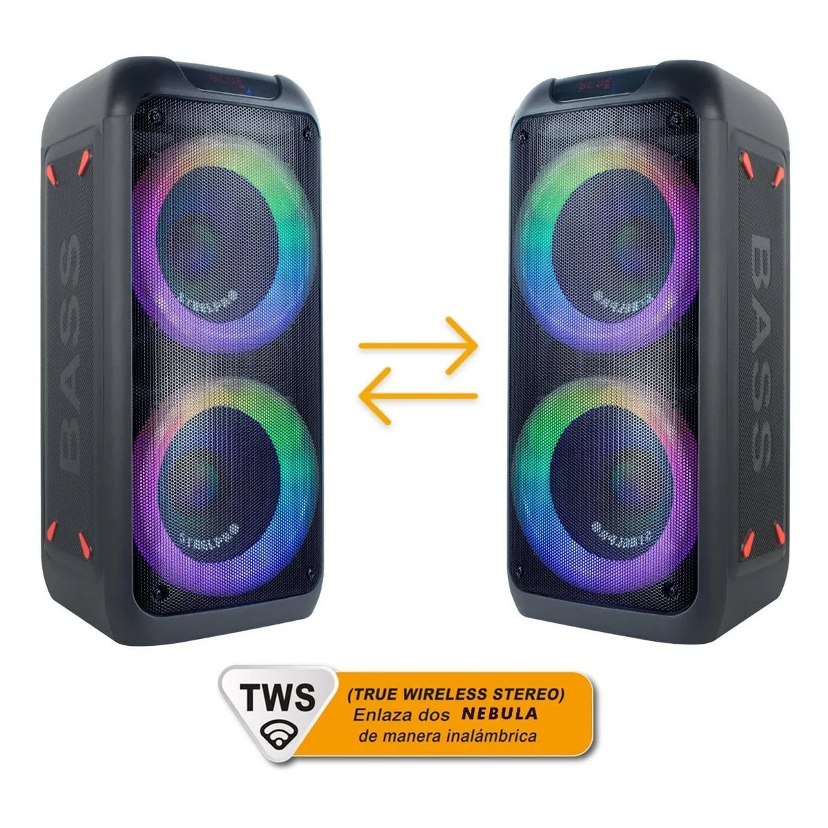 Bocina Portatil Bluetooth Steelpro Nebula Negro Suspension De Aire