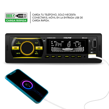 Steelpro Technologies Carbon-903b Autoestereo Bluetooth Usb Multicolor