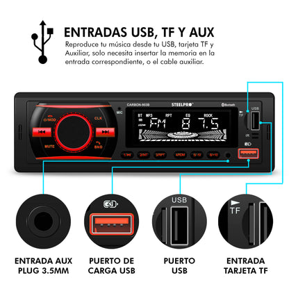 Steelpro Technologies Carbon-903b Autoestereo Bluetooth Usb Multicolor