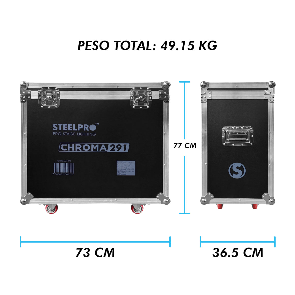 CHROMA-291 Set de 2 Cabezas Robóticas Beam 291w Aro SMD Con Case Steelpro