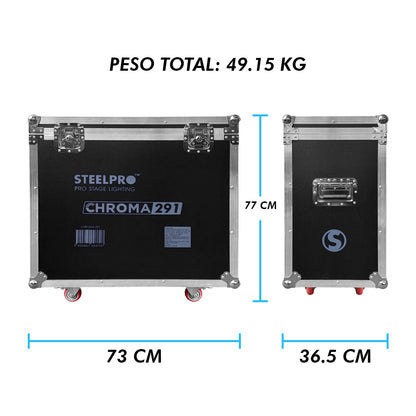 CHROMA-291 Set de 2 Cabezas Robóticas Beam 291w Aro SMD Con Case Steelpro