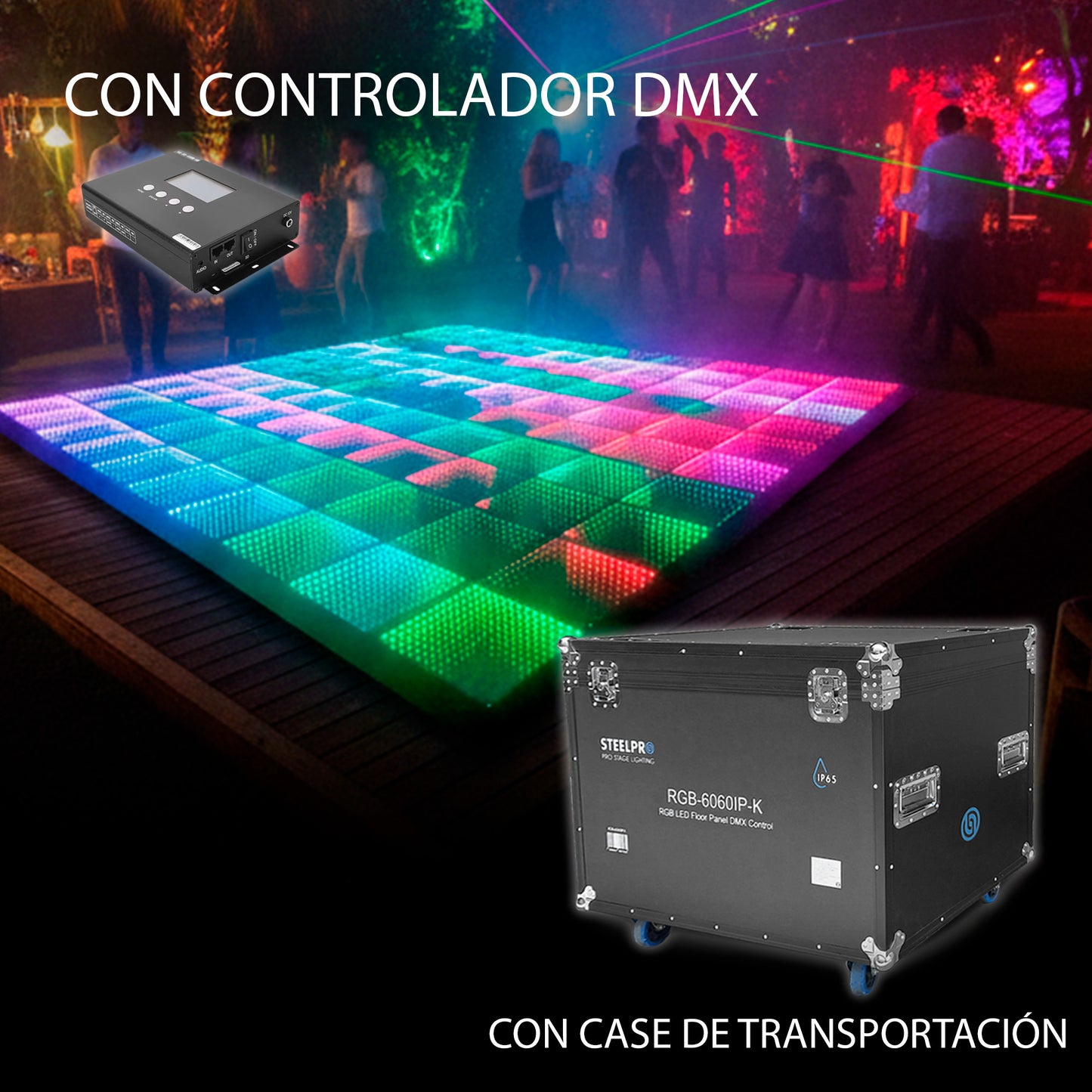 Pista de Baile Infinita Magnética RGB-6060IP-K para Exteriores