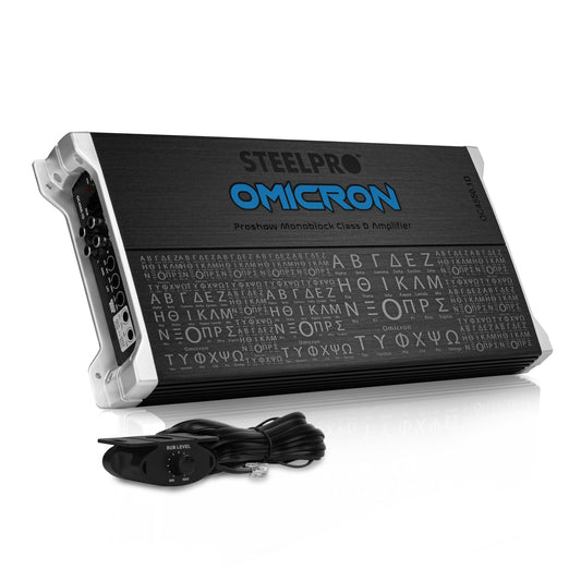 Amplificador OC-4550.1D Clase D Omicron by Steelpro para Subwoofer Monoblock Bass 4550W MAX 1 Ohm estable Alto Rendimiento Open Show, LPF, Bass Boost 12 dB,Filtro Subsonico, Fase Variable, Control de Bajos