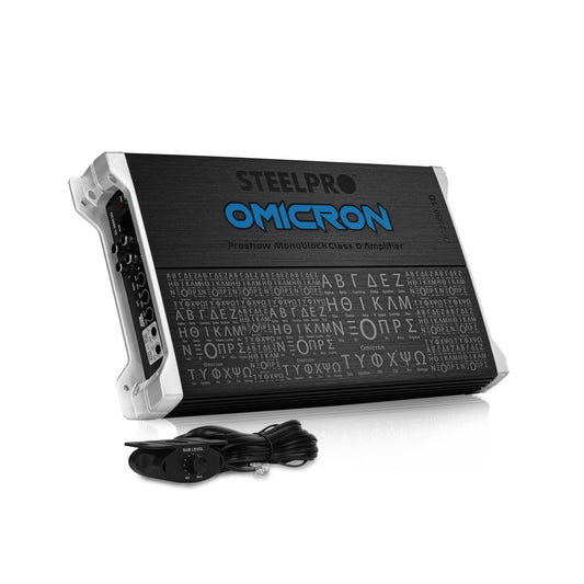 Amplificador OC-2550.1D Clase D Omicron by Steelpro para Subwoofer  Monoblock Bass 2550W MAX 1 Ohm estable Alto Rendimiento Open Show, LPF, Bass Boost 12 dB,Filtro Subsonico, Fase Variable, Control de Bajos