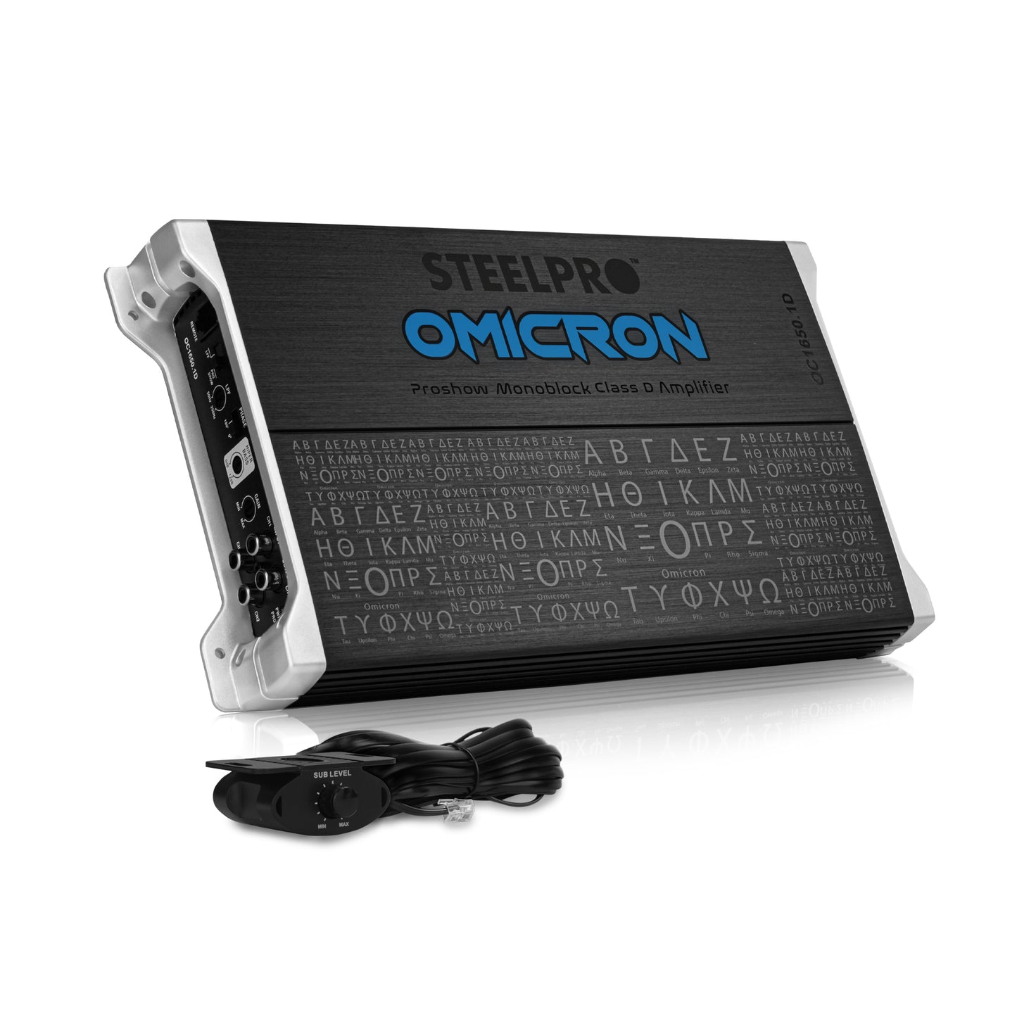 OC-1650.1D Amplificador para Subwoofer  Monoblock Bass 1650W MAX 2 Ohm estable Alto Rendimiento Open Show, Crossover LPF/FULL, Bass Boost 12 dB, Fase Variable, Control de Bajos Omicron by Steelpro