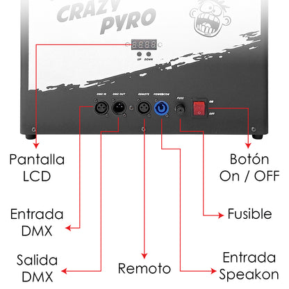 Maquina De Fuego Profesional Crazy Pyro Dmx Steelpro