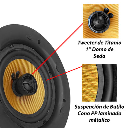 Par de Bocinas para Plafón Steelpro CS65K2PRO 6.5” 100W RMS con Tweeter de Titanio