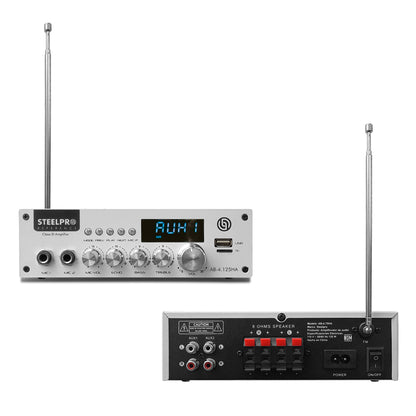AB4125-CS65PK4 Kit Amplificador 4x125W Bluetooth + 4 Bocinas Plafón 6.5" 400W RMS Steelpro