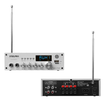 Kit Amplificador Bt 300w 4 Bocinas Ambiental 6.5 By Steelpro Blanco 300 W