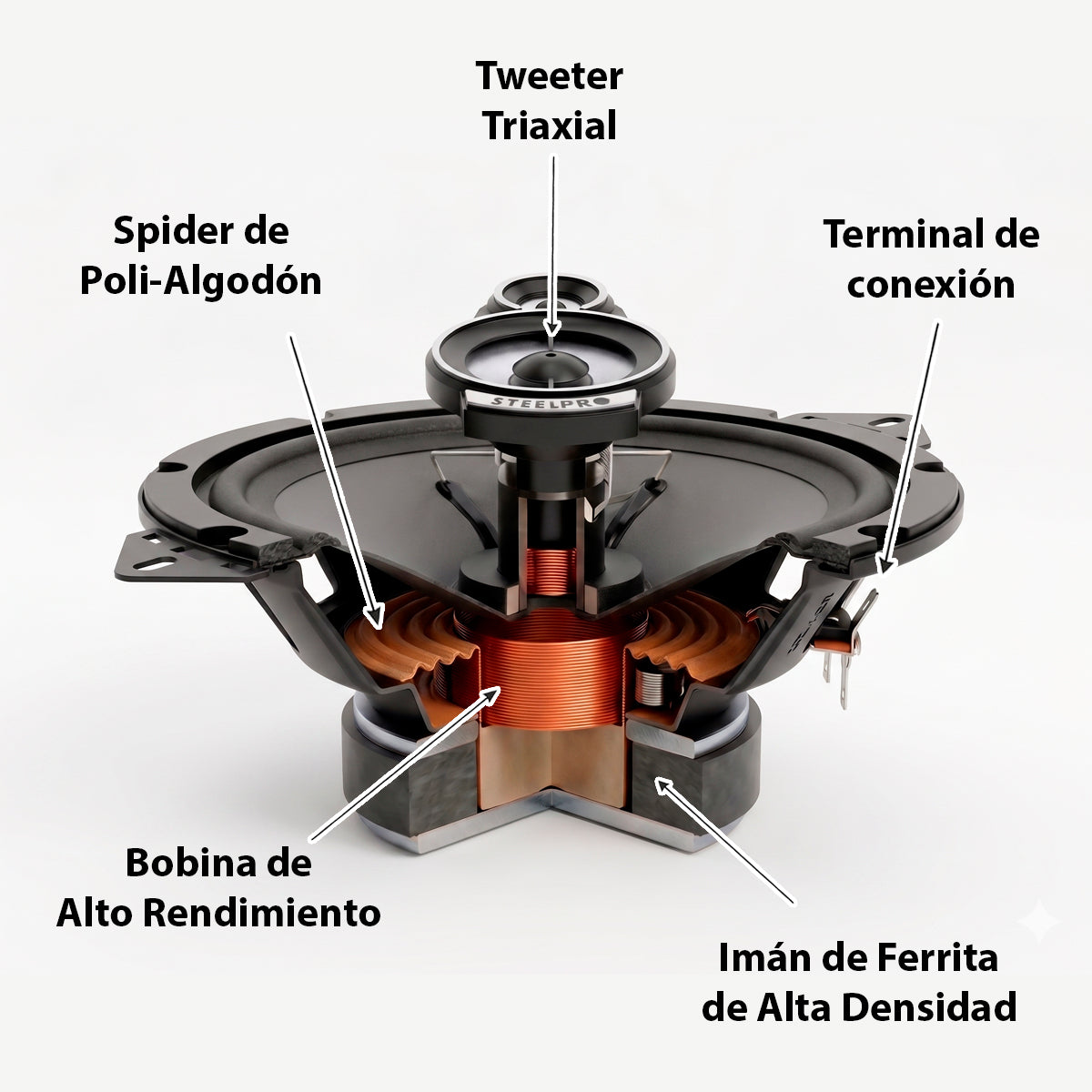 Par Bocinas 4 Pulg Triaxiales 350W 4 Ohms CX-4043 Steelpro