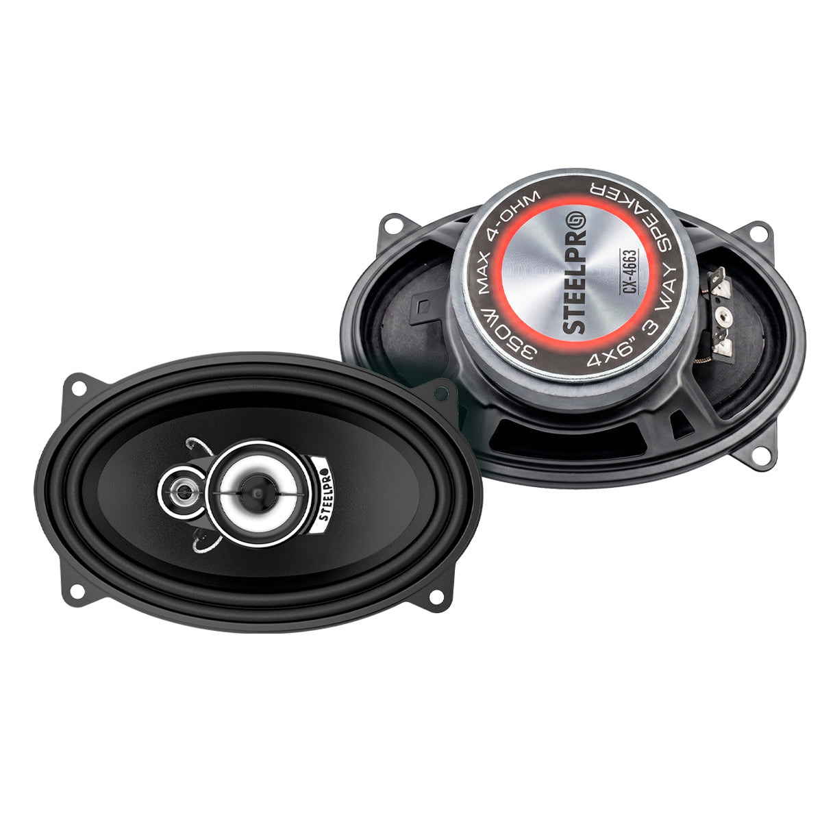 Par Bocinas 4x6 Pulg Triaxiales 350W 4 Ohms Steelpro CX-4663