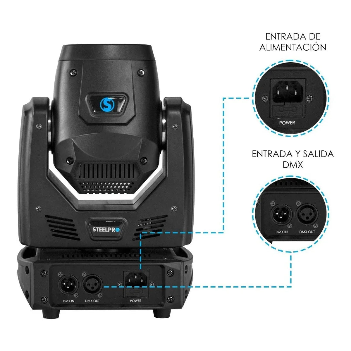 Corsario cabeza Movil 2 En 1 Laser 2w Rgb + 6 Wash 10w Rgbw Steelpro