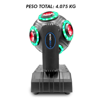 Cabeza Móvil Led Beam Aro Smd 8x10 Steelpro Retroball Rgbw
