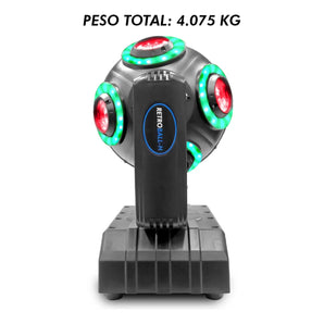 Cabeza Móvil Led Beam Aro Smd 8x10 Steelpro Retroball Rgbw
