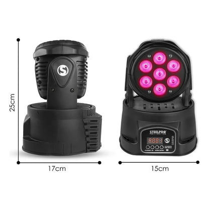 Cabeza Movil Led Wash 7x15w Rgbw 4 En 1 Full Color  Steelpro