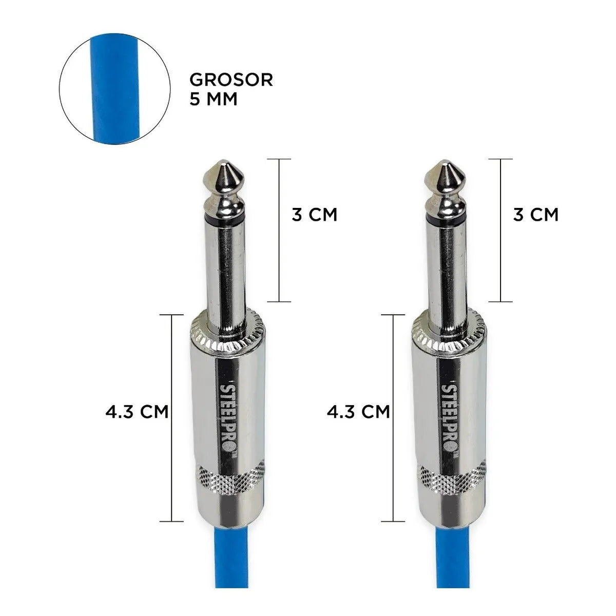 Cable Para Guitarra Profesional 6m Plug6.3-plug6.3 Steelpro