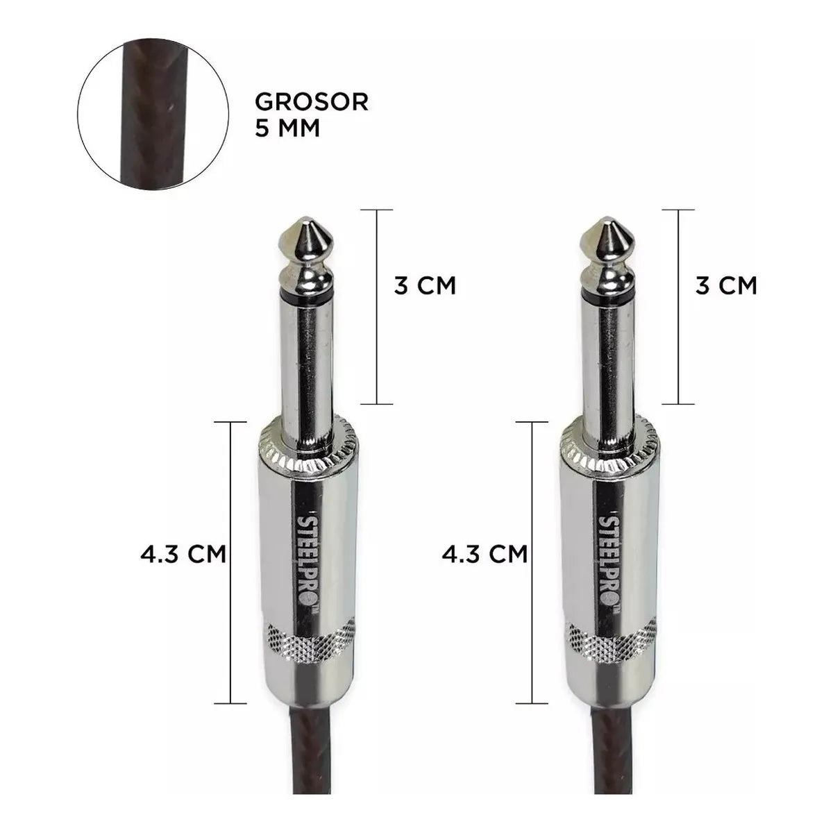 Cable Para Guitarra Profesional 6m Plug6.3-plug6.3 Steelpro