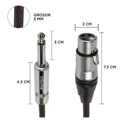 Cable Para Microfono Profesional 6m Hembra-plug 6.3 Steelpro