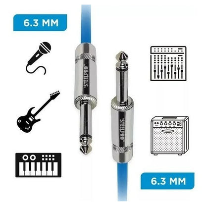 Cable Plug 6.3mm 10mts Steelpro 6363-az-10m Balanceado Prof