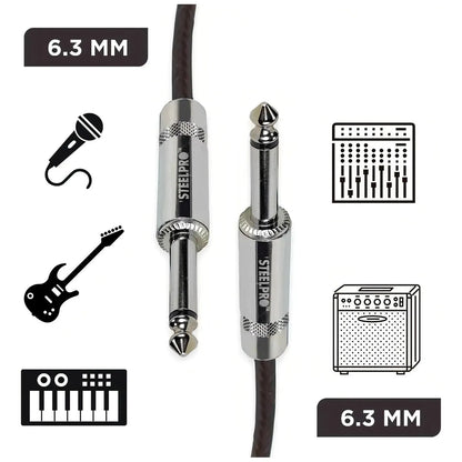 Cable Plug 6.3mm 3mts Steelpro 6363-ng-3m Balanceado Prof