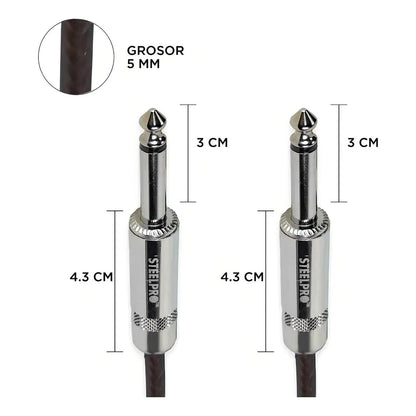 Cable Plug 6.3mm 3mts Steelpro 6363-ng-3m Balanceado Prof
