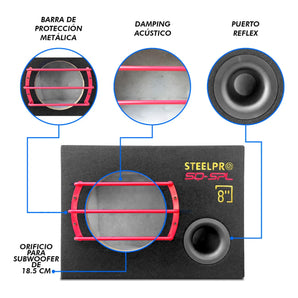 Cajon Subwoofer Acustico 8puLG Aeroport Reflex Steelpro 185m