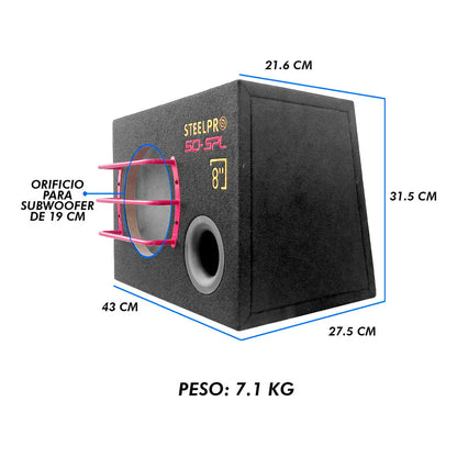 Cajon Subwoofer Acustico 8puLG Aeroport Reflex Steelpro 190m