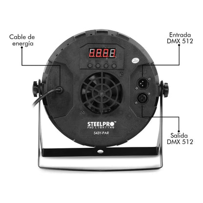 Cañón Led Par 54 Led X 3w Rgb + Ambar Full Color - Steelpro