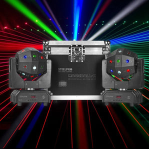 Case 2 Cabezas Moviles Led Rgbw Beam Laser Estrobo Steelpro