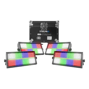 Case 4 Estrobo Profesional 960 Led Rgb+ Estrobo Dmx Steelpro