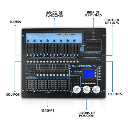 Consola Dmx Profesional 1024 Mini Pearl Multipro By Steelpro Color Negro