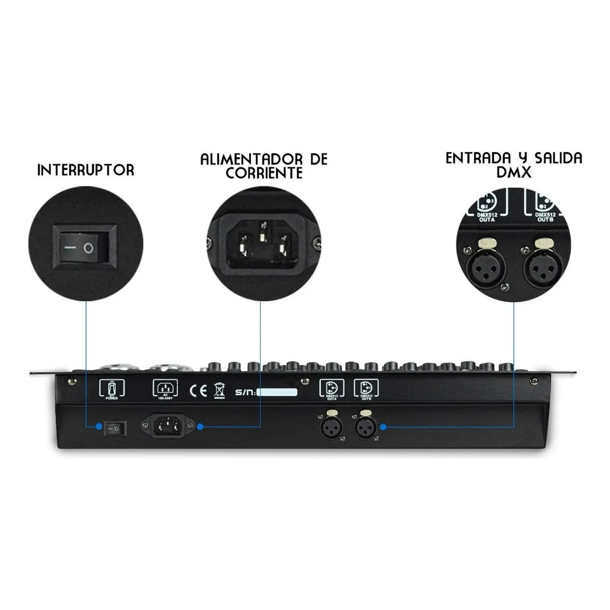 Consola Dmx Profesional 1024 Mini Pearl Multipro By Steelpro Color Negro