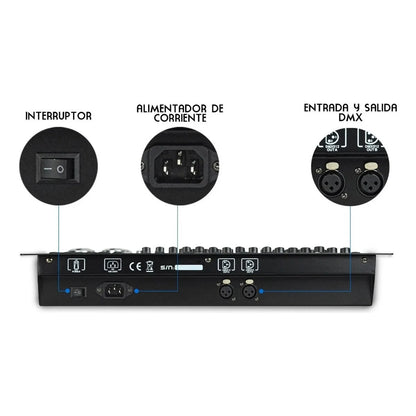 Consola Dmx Profesional 1024 Mini Pearl Multipro By Steelpro Color Negro