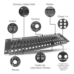 Controlador Dj Dmx 384 Canales Electra 384 By Steelpro Color Negro