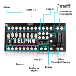 Controlador Dmx512 Steelpro Exact2000dmx 240escenas 192canal Color Negro