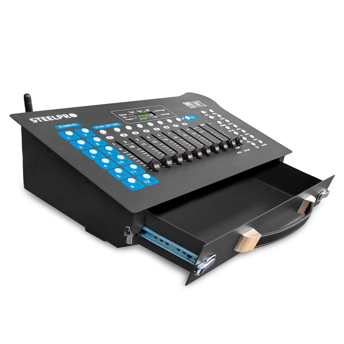 DMX3500-WS Controlador Profesional DMX 192 Canales Con Caja Incorpotada y Antena Transmisora Steelpro