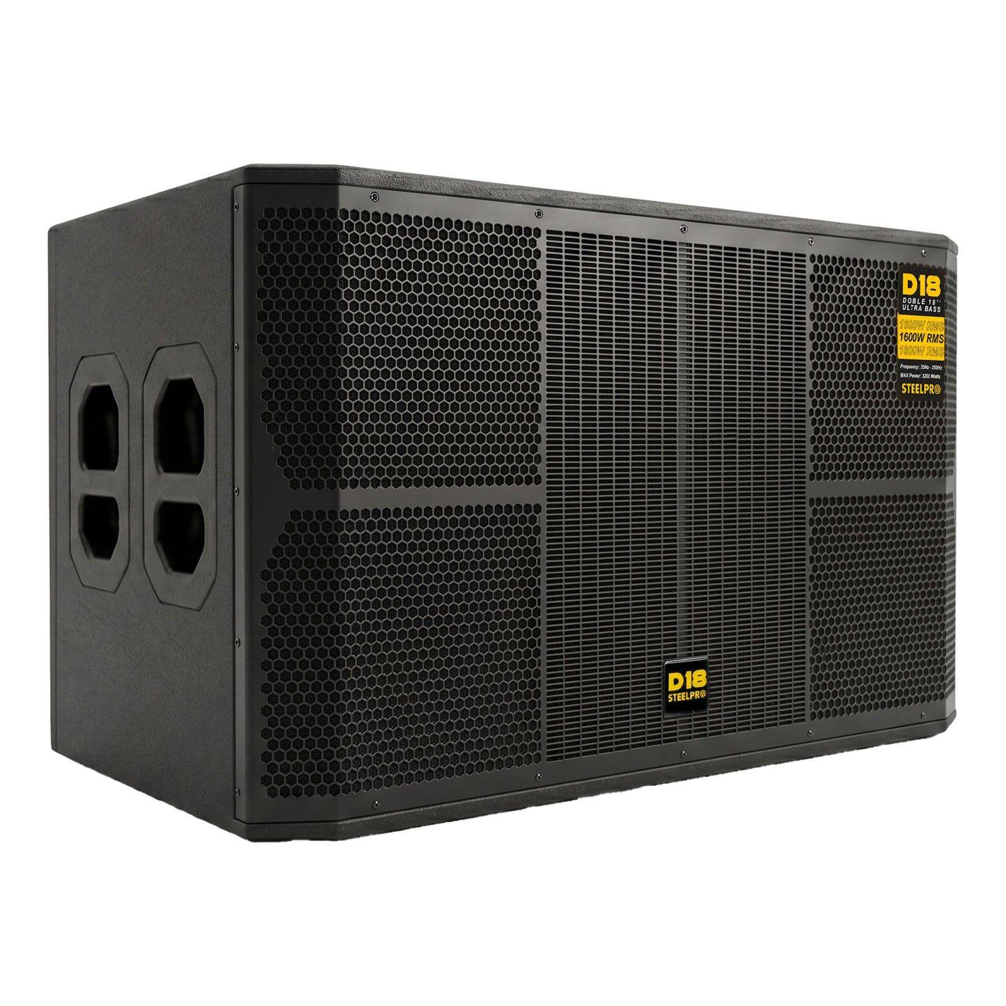 DOMINATOR Subwoofer Profesional Doble 18” Amplificado Dps 1600 Rms Steelpro