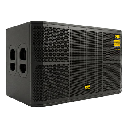 DOMINATOR Subwoofer Profesional Doble 18” Amplificado Dps 1600 Rms Steelpro