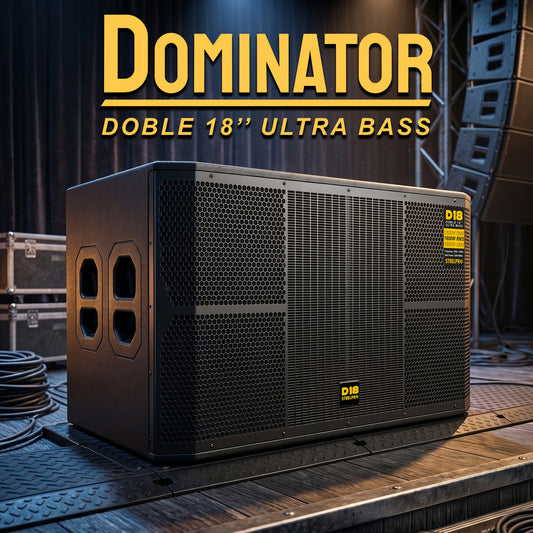 Subwoofer Doble 18” Steelpro Dominator D18 1600W RMS Bluetooth DSP