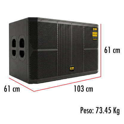 DOMINATOR Subwoofer Profesional Doble 18” Amplificado Dps 1600 Rms Steelpro