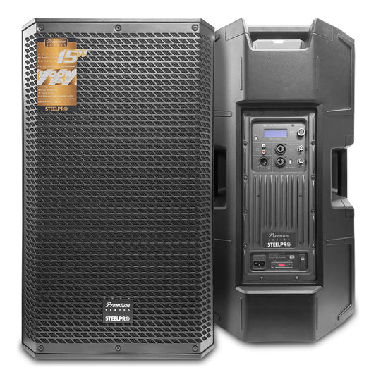 Bafle Bluetooth Bi-amplificado Profesional 15 Dsp Steelpro Color Negro