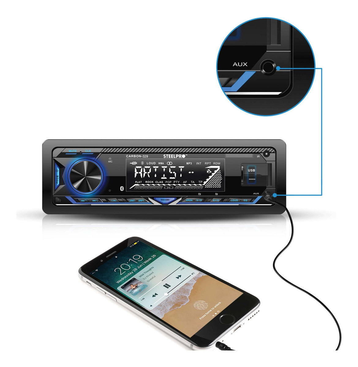 Steelpro Kit Autoestereo Bluetooth Y Bocinas 6.5 Usb-sd Card
