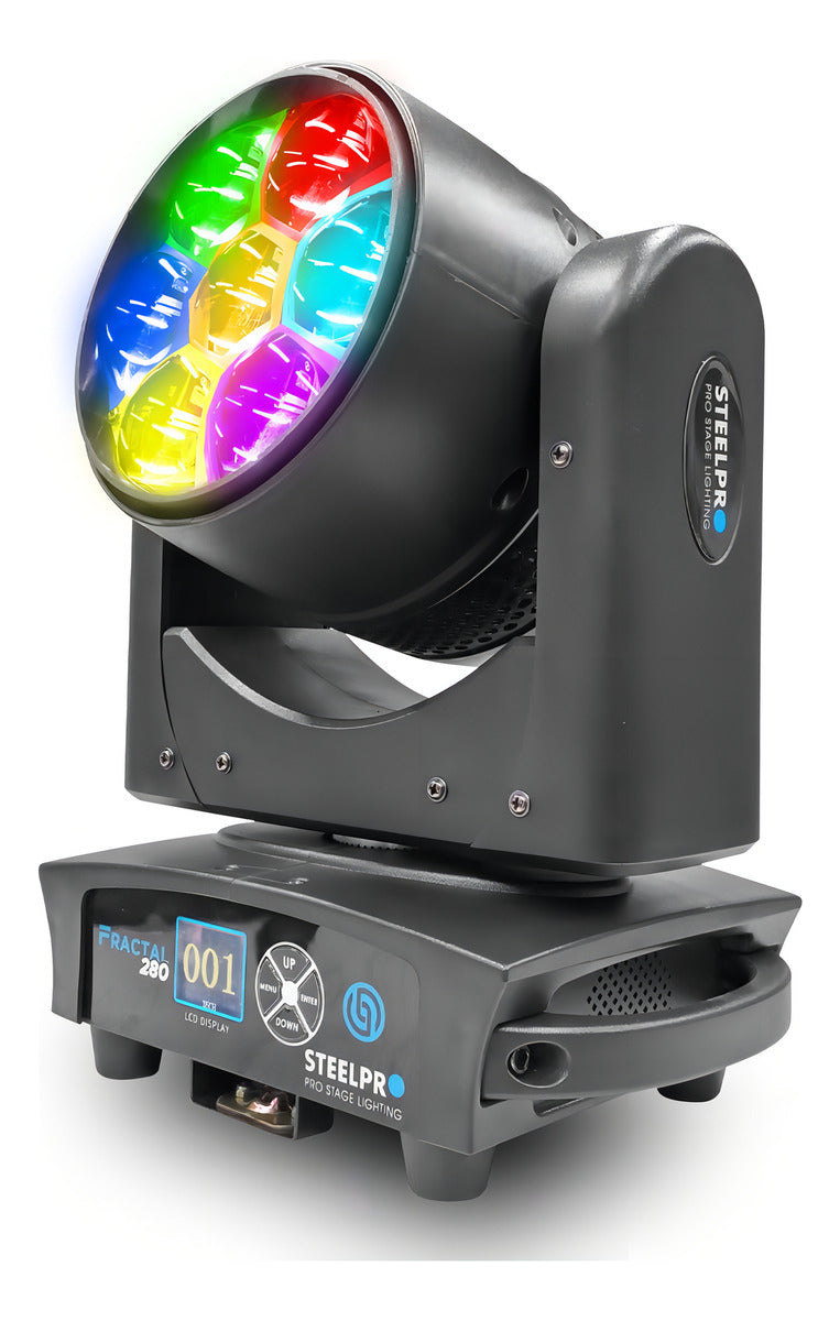 Luz De Escenario Led Cabezal Móvil Steelpro Fractal 280 127v Luces Color Rgbw