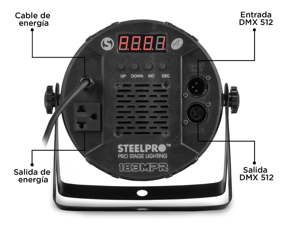 Paquete Dj 6 Cañones 18x3 + Controlador Dmx512 Steelpro
