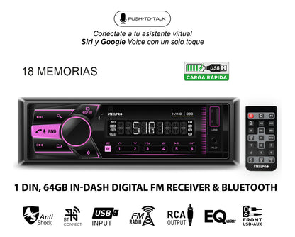 Autoestéreo Premium Desmontable Bt/fm/usb Nano 090 Steelpro