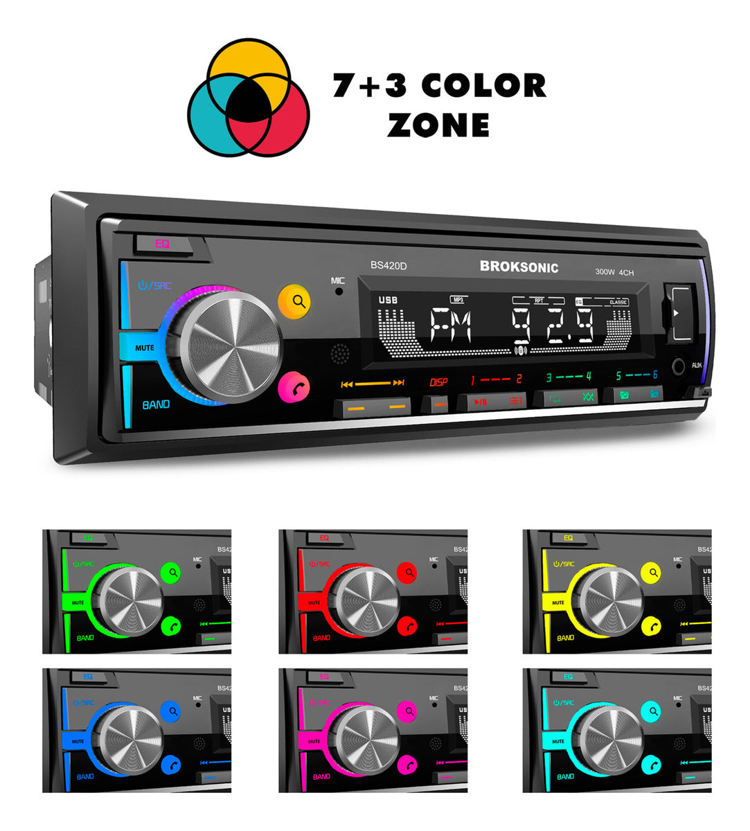 Autoestereo Desmontable Bocinas6.5 3vias Broksonic Bs-420d65