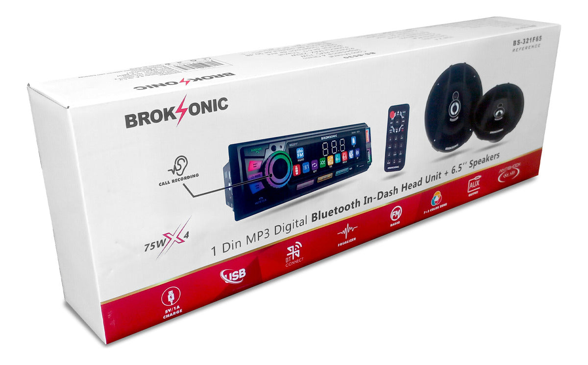 Autoestereo Bocinas 6.5 3 Vias Bluetooth Broksonic Bs-321f65