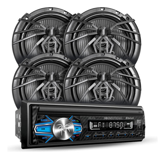 Kit Autoestereo Bluetooth 1 Din Y Bocinas 6.5 Soundstream